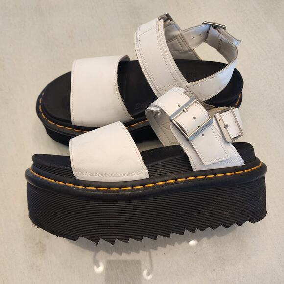 Dr. Martens Shoes - Dr. Martens White and Black Platform Sandals